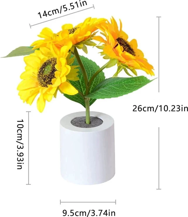 Alt view image 5 of 6 - Gemdeck 3 USB Head 22, Artificial Sunflower in Pot with LED Night Light