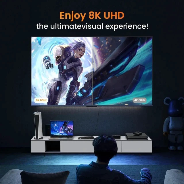 Alt view image 4 of 7 - 8K HDMI 2.1 Switch 4 in 1 Out, 4K@120Hz HDMI Switcher Selector 4 Port with IR Remote Support 8K@60Hz, Auto Switch, HDCP 2.3, HDR 10+, VRR, CEC for Xbox, PS5, Fire Stick, Projector