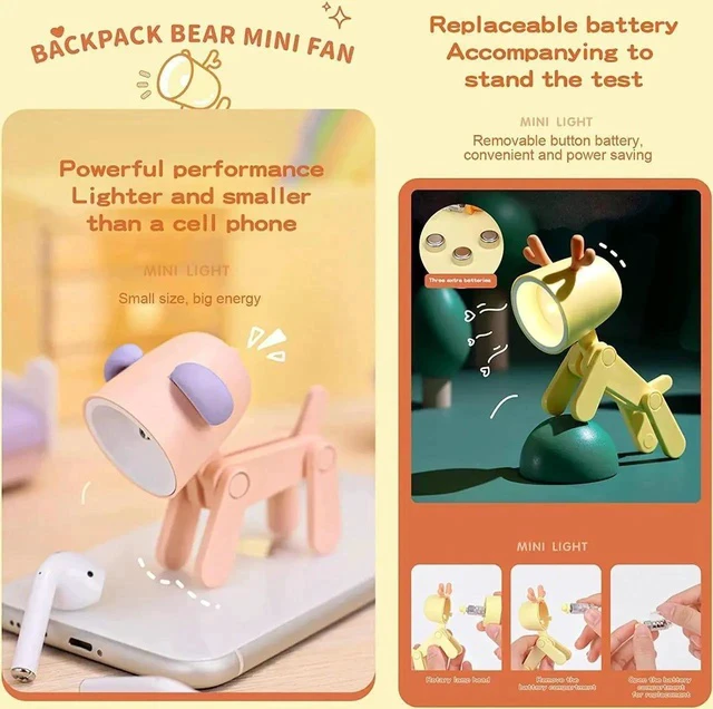 Alt view image 4 of 7 - Gemdeck 4pcs Led Night Lights Puppy Dog Night Lamp Portable Desk Lamp