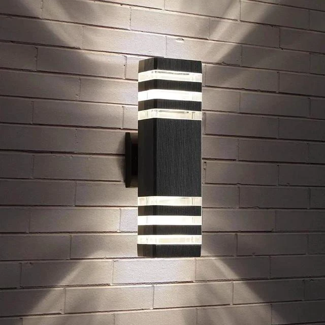Main image of Gemdeck Waterproof LED Square Up and Down Lights Outdoor Wall Mount Light, 3-Layer Black Modern Outdoor Lights for House