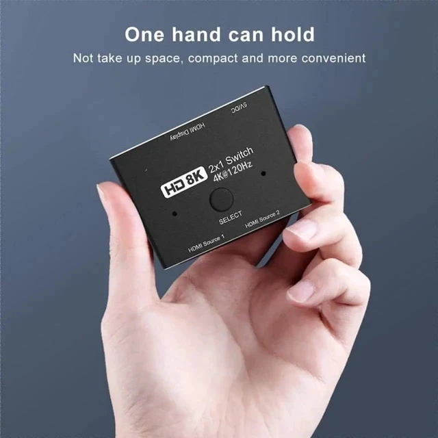 Alt view image 2 of 7 - HDMI 2.1 Ultra HD 8K High Speed 48Gbps Directional Switch Adapter 2in 1out 8K@60Hz 4K@120Hz Converter Compatible with XBOX PS5 Projectors Monitors