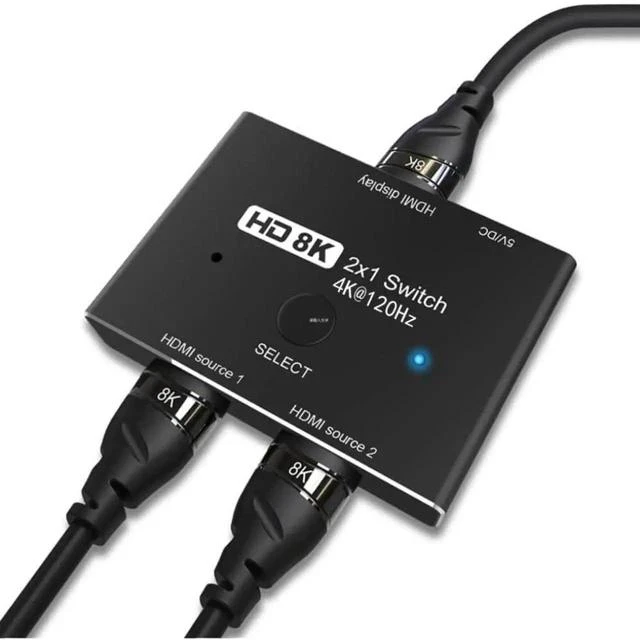 Main image of HDMI 2.1 Ultra HD 8K High Speed 48Gbps Directional Switch Adapter 2in 1out 8K@60Hz 4K@120Hz Converter Compatible with XBOX PS5 Projectors Monitors