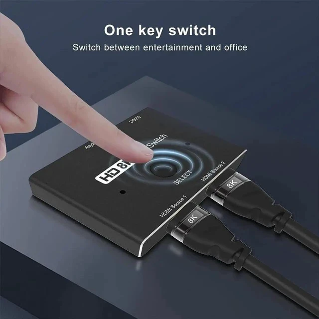 Alt view image 5 of 7 - HDMI 2.1 Ultra HD 8K High Speed 48Gbps Directional Switch Adapter 2in 1out 8K@60Hz 4K@120Hz Converter Compatible with XBOX PS5 Projectors Monitors