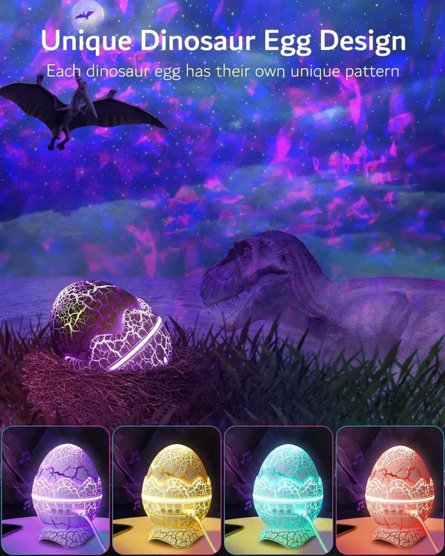 Alt view image 4 of 6 - Gemdeck Dinosaur Eggs Galaxy Star Projector, Bluetooth Nebula LED Star Light Projector for Bedroom Home Ceiling Decor Party