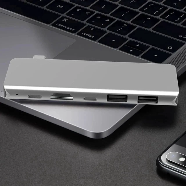 Alt view image 3 of 7 - 5 Ports USB Type C HUB USB-C to 4K 30Hz/60Hz HDMI USB TYPE-C Adapter Inline Version 5 in 1 Computer PC Laptop Splitter Aluminum Alloy