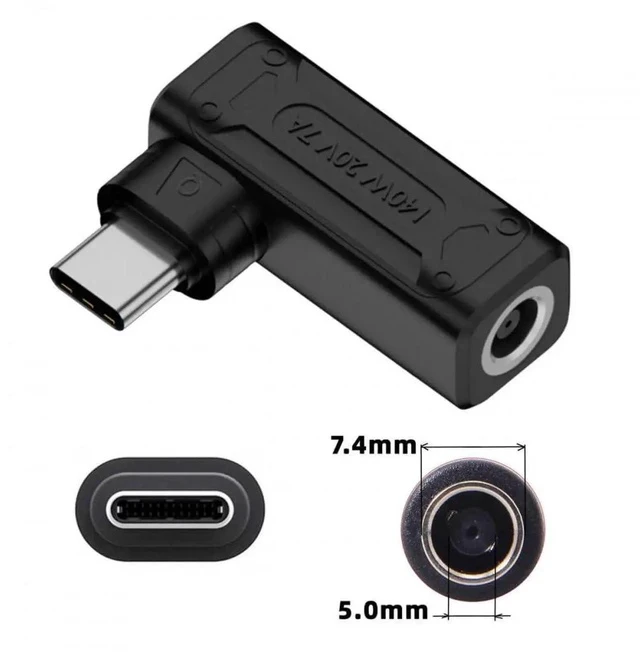Alt view image 4 of 7 - 140W Max DC 7.4x5.0mm to USB-C PD Power Adapter, 90 Degree Right Angle Converter Plug, Compatible with Laptops, Phones & Type-C Devices