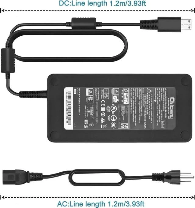 Alt view image 3 of 6 - 280W 20V 14A Chicony AC Charger ADP-280BB B A18-280P1A S93-0409330-C54, USB Tip Power Adapter for MSI GS77 GE66 GE76 Raider GP66 GP76 Leopard, Clevo X170SM-G X170KM-G Gaming Laptops
