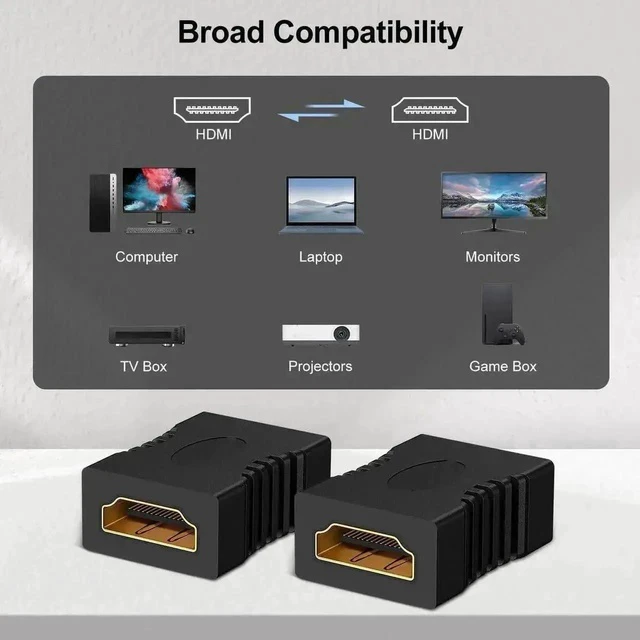 Alt view image 5 of 7 - 2 Pack HDMI 2.1 Female to Female Coupler, 8K@60Hz 4K@120Hz HDR ARC HDCP HDMI Extension Connector for DVD Blu-ray TV Laptop PC Monitor