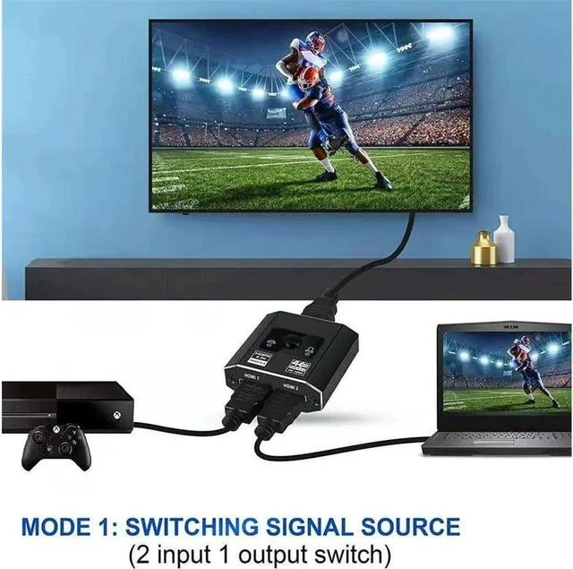 Alt view image 4 of 7 - High Speed 18Gbps Ultra HD HDMI Switch 2.0b with HDMI Cable, 4K 60Hz HDMI Switcher Splitter Bi-Directional 2 in1 Out/1in 2out Support 1080p@120Hz 3D for PS5, Xbox Series X