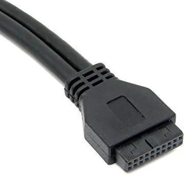 Alt view image 4 of 4 - Black USB 3.0 Front Panel Cable, Dual USB-A Female Screw Mount Bracket to Motherboard 20Pin Internal Header