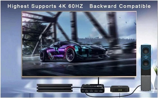 Alt view image 6 of 7 - 4K HDMI Matrix Switch 2X2 2 in 2 Out Video Switcher Splitter 2xOptical SPDIF and 2x3.5mm L/R Audio Output with IR Remote Controller,Support 4K@60Hz 3D 18.5Gbps, HDMI 2.0b, HDCP 2.2,HDR10