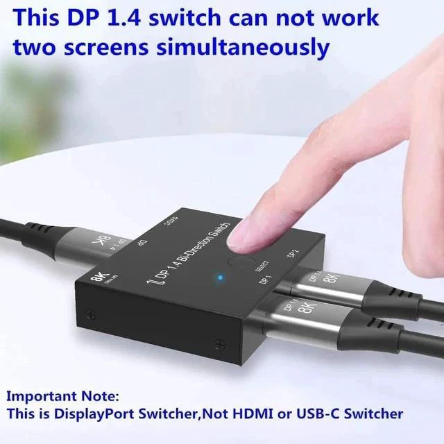Alt view image 4 of 7 - DisplayPort 8K DP 1.4 Switch Bi-Direction 8K@30Hz 4K@120Hz Splitter Converter for Multiple Source and displays.