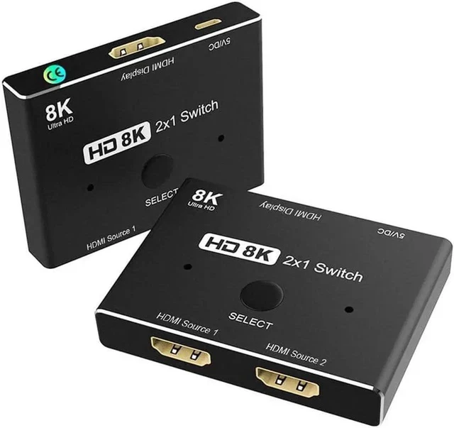 Alt view image 2 of 7 - 8K Switcher HDMI-Compatible 2.1 Switch Splitter KVM 2 in1 Out Ultra HD 8K@60Hz 4K@120Hz High Speed 48Gbps Switch Adapter with Switch Button for Computer Laptop 2 Sources to 1 Display