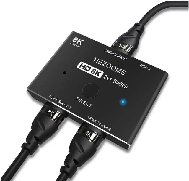 Alt view image 3 of 7 - 8K Switcher HDMI-Compatible 2.1 Switch Splitter KVM 2 in1 Out Ultra HD 8K@60Hz 4K@120Hz High Speed 48Gbps Switch Adapter with Switch Button for Computer Laptop 2 Sources to 1 Display