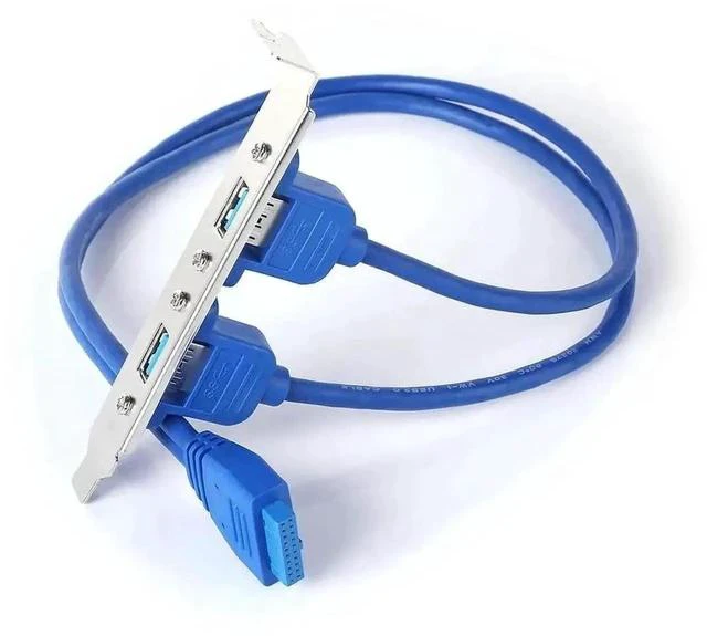 Main image of Pro Motherboard USB 3.0 20Pin to Dual USB 3.0 Rear Chassis Baffle Cable, PCI Slot Dual USB-A Female Back Panel Expansion Wire for Desktop PC