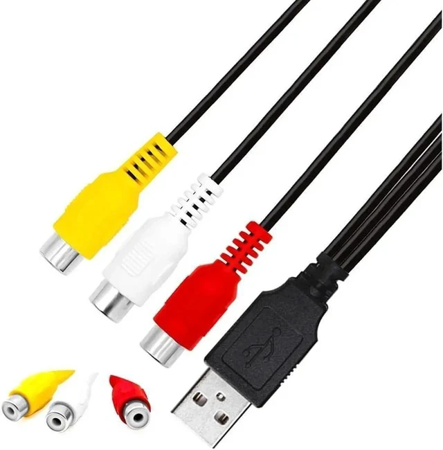 Alt view image 4 of 4 - RCA to USB Cable, USB to 3 RCA Cable, USB A 2.0 Male to 3 RCA Female Video Audio AV Component Adapter Cable for PC,MAC,AV, HDD and DVR (USB to 3 RCA AV Input Adapter Cable 25cm/10 inch)