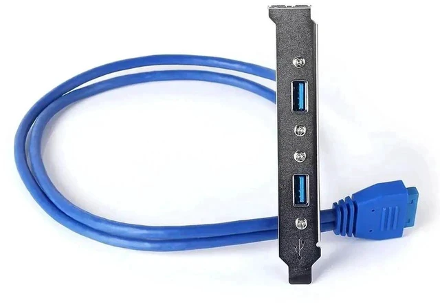 Alt view image 3 of 4 - Pro Motherboard USB 3.0 20Pin to Dual USB 3.0 Rear Chassis Baffle Cable, PCI Slot Dual USB-A Female Back Panel Expansion Wire for Desktop PC