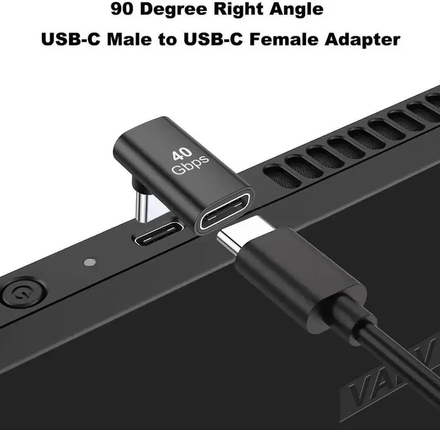 Alt view image 6 of 6 - 2 Pack Right Angle 90 Degree USB-C Male to Female Adapter, 100W PD Fast Charging Type-C Extender Black for Steam Deck ROG Ally Switch Laptops Tablets Phones