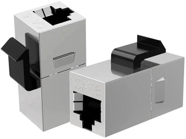 Main image of 10 Pack Shielded RJ45 Female to Female Ethernet Coupler, 8P8C Inline Modular Extender Adapter for Cat6 Network Cable Extension