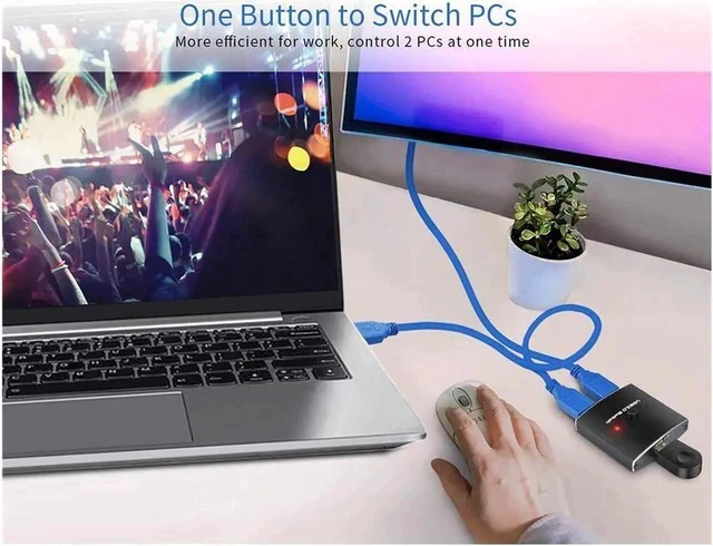 Alt view image 3 of 7 - USB Switch KVM USB HUB 3.0 Switcher Selector, USB 3.0 Sharing Switch for Multiple Computers and Peripherals LED Device Indicators, Bi-Directional 2 in 1 Out / 1 in 2 Out