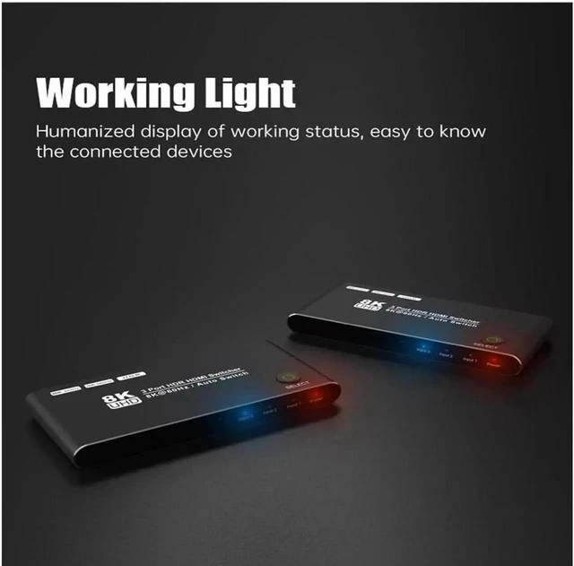 Alt view image 6 of 6 - HDMI Switcher , 8K 4K 120hz Ultra HD 8K High Speed 48Gbps Directional HDMI Switch 3in 1out 8K@60Hz 4K@120Hz Switcher Converter Compatible with Xbox PS5 Projectors Monitors