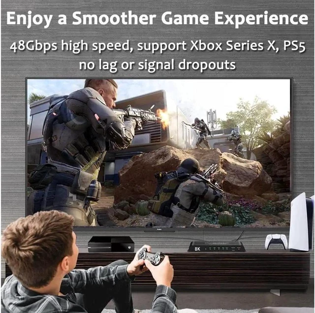 Alt view image 7 of 7 - HDMI 2.1 Switcher 5 in 1 out 8K/60Hz HDMI Splitter for XBOX 360 PS4 Smart Box 5 in 1 out HDMI 2.1 Switch Adapter Supports Ultra HD Dolby Vision, 48Gbps, HDR10, HDCP 2.3 & 3D - OZ8Q5