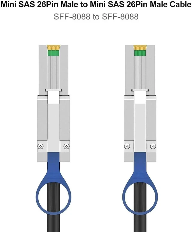 Alt view image 4 of 6 - 1.0m SFF-8088 to SFF-8088 External Mini SAS Cable, 26Pin Male to Male SAS 2.0 Interconnect Wire for RAID, DAS and Enterprise Servers