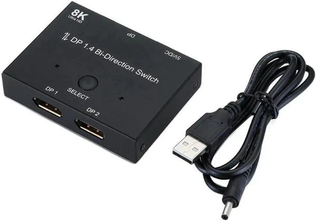 Alt view image 2 of 6 - DisplayPort Switch DP1.4 Bi-Direction 8K@30Hz 4K@120Hz Splitter 1 x 2,2 x 1 Switcher