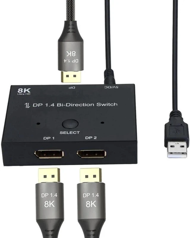Alt view image 4 of 6 - DisplayPort Switch DP1.4 Bi-Direction 8K@30Hz 4K@120Hz Splitter 1 x 2,2 x 1 Switcher