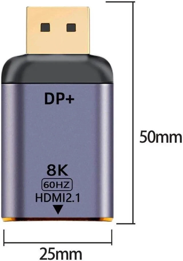 Alt view image 3 of 3 - DisplayPort 1.4 Source to HDTV 2.0 Display 8K 60hz UHD 4K DP to HDTV Male Monitor Adapter Connector