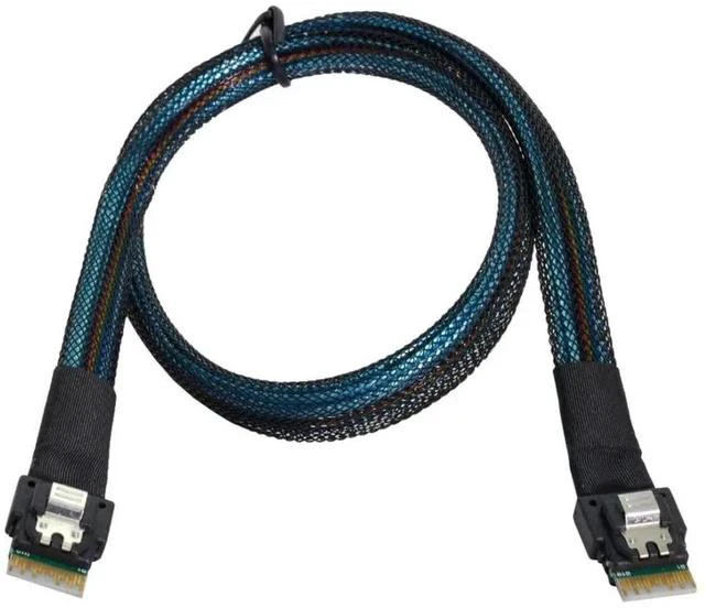 Alt view image 2 of 7 - 50cm SFF-8654 Male to Male Slimline SAS 4.0 Cable, 38Pin 4i PCIe Slim SAS Internal Cable, Host to Target SFF-8654 Wire for Server RAID Controller & Storage Backplane