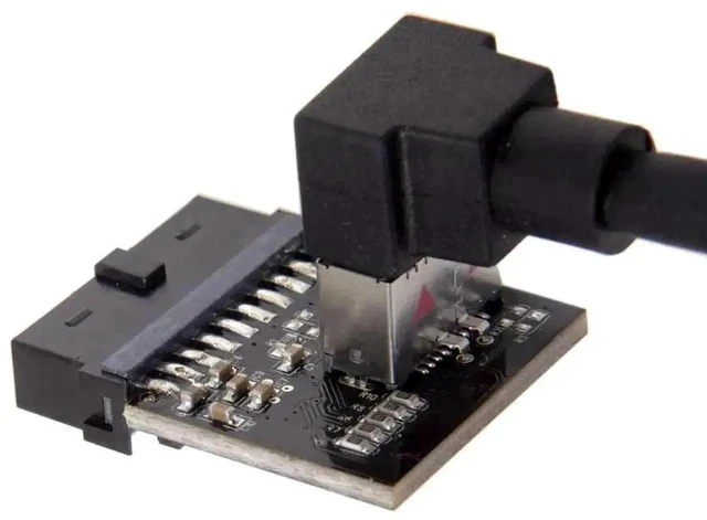 Alt view image 4 of 7 - 90 Degree USB3.0 19/20Pin Motherboard Header to USB3.1 Type-E Adapter, Front Chassis Type-C Plug Converter with EJ179V Chipset