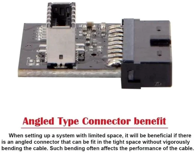 Alt view image 7 of 7 - 90 Degree USB3.0 19/20Pin Motherboard Header to USB3.1 Type-E Adapter, Front Chassis Type-C Plug Converter with EJ179V Chipset