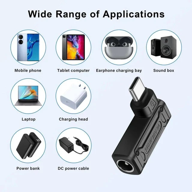 Alt view image 4 of 7 - PD 140W DC5521 to Type C Power Charging Adapter DC 5.5mm x 2.1mm Female Input to USB C Male Connector with PD Automatic Identification Chip,for Phone,Tablet,Laptop (DC5521 G)