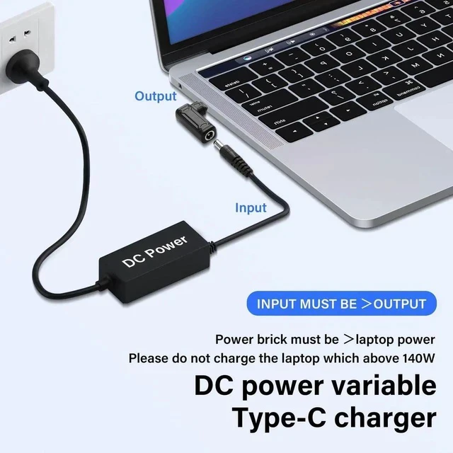 Alt view image 6 of 7 - PD 140W DC5521 to Type C Power Charging Adapter DC 5.5mm x 2.1mm Female Input to USB C Male Connector with PD Automatic Identification Chip,for Phone,Tablet,Laptop (DC5521 G)