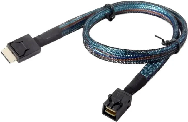 Alt view image 3 of 3 - 1m OCuLink Active Cable, SFF-8611 4i to SFF-8643 Mini SAS High-Speed PCIe Data Cable for NVMe SSD Storage, 100CM