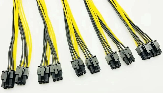 Alt view image 3 of 6 - 5pcs CPU 8Pin to Graphics Card Dual PCI-E PCIe 6Pin Power Supply Splitter Cable Cord Adapter 20cm Cable for Bitcoin Miner Mining