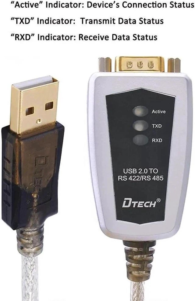 Alt view image 5 of 7 - DTECH USB to RS422 RS485 Serial Port Converter Adapter Cable with FTDI Chip Supports Windows 10 8 7 XP Macbook - 16FT
