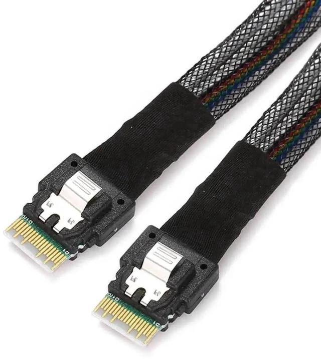 Main image of 50cm SFF-8654 Male to Male Slimline SAS 4.0 Internal Cable, 38Pin 4i PCIe 4.0 Slim SAS Wire for Server RAID Controller, NVMe Backplane & High-Density Storage Chassis