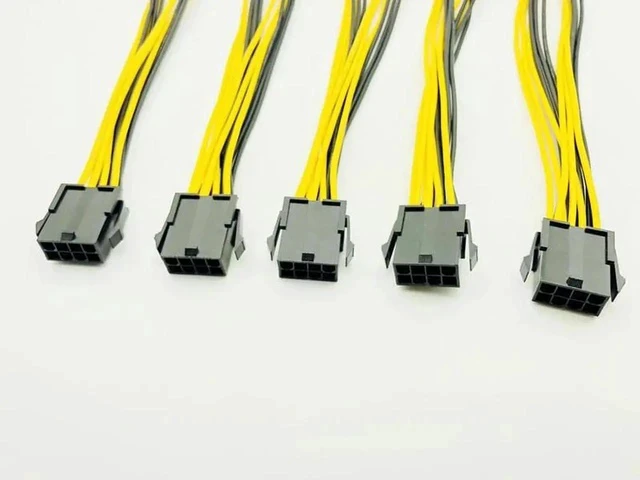 Alt view image 6 of 6 - 5pcs CPU 8Pin to Graphics Card Dual PCI-E PCIe 6Pin Power Supply Splitter Cable Cord Adapter 20cm Cable for Bitcoin Miner Mining