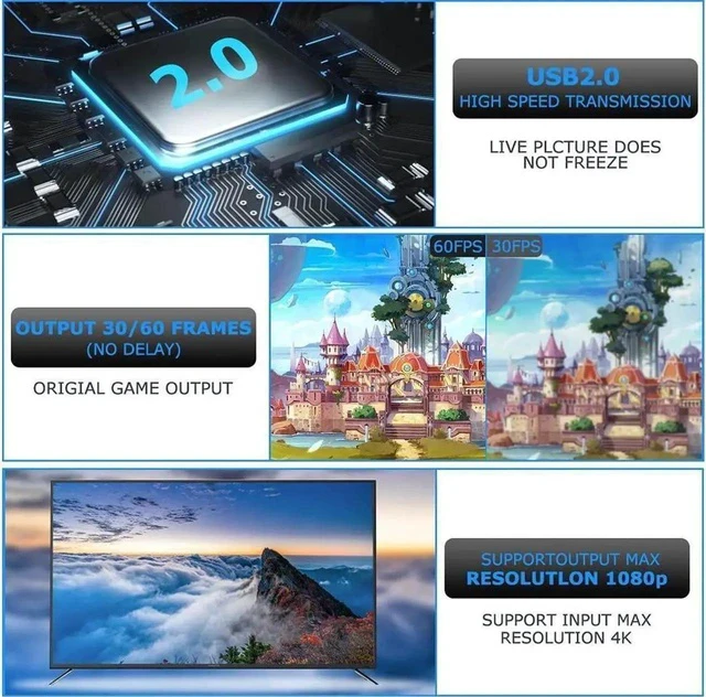 Alt view image 3 of 7 - Video Capture Card, HDMI to USB Audio Capture Card, 4K 1080P60 Capture Devices for Gaming Live Streaming Video Recorder, Compatible with