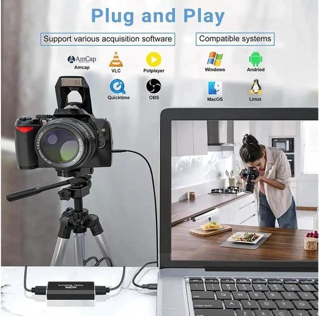 Alt view image 3 of 7 - Video Capture Card, 4K HDMI to USB Game Capture Card, Full HD 1080P 60fps Capture Card, HDMI Video Game Capture for Editing Video/Games/Streaming/Online Teaching