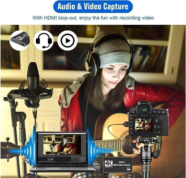 Alt view image 3 of 7 - 4K USB 3.0 Video Capture Card HDMI-compatible 1080P 60Hz HD Video Recorder Grabber For PS4 OBS Game Recording Live Streaming (OZC3)