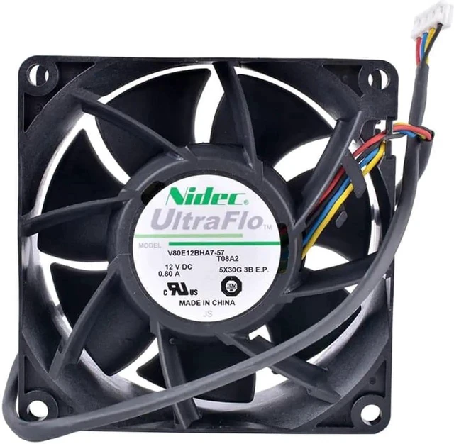 Alt view image 2 of 4 - V80E12BHA7-57 8cm 80mm fan 8038 80x80x38mm 12V 0.80A Double ball bearing air volume server cooling fan