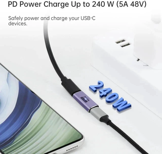Alt view image 7 of 7 - 3 Pack Coupler 240W USB C to USB C Connector Female to Female Adapter 40Gbps Type C Extender Adapter Video Display for TV PC Laptop Tablet Phone and More Devices