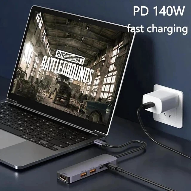 Alt view image 4 of 7 - 10Gbps USB 3.2 Hub with 2 USB A 3.2 Ports, USB C 3.2 Gen 2, 4K@60Hz HDMI, 140W Power Delivery