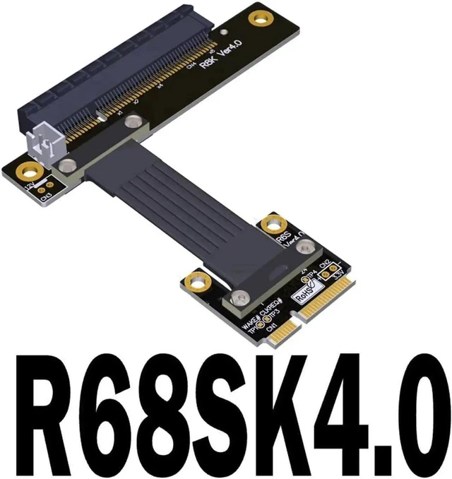 Alt view image 7 of 7 - Gen4 Mini PCI-E to to PCI Express 8X Extension Cable mPCIe to PCIe 4.0 8X Riser Cable Adapter for Motherboard PCI-E4.0 8X SSD (15cm,R68SK 4.0)