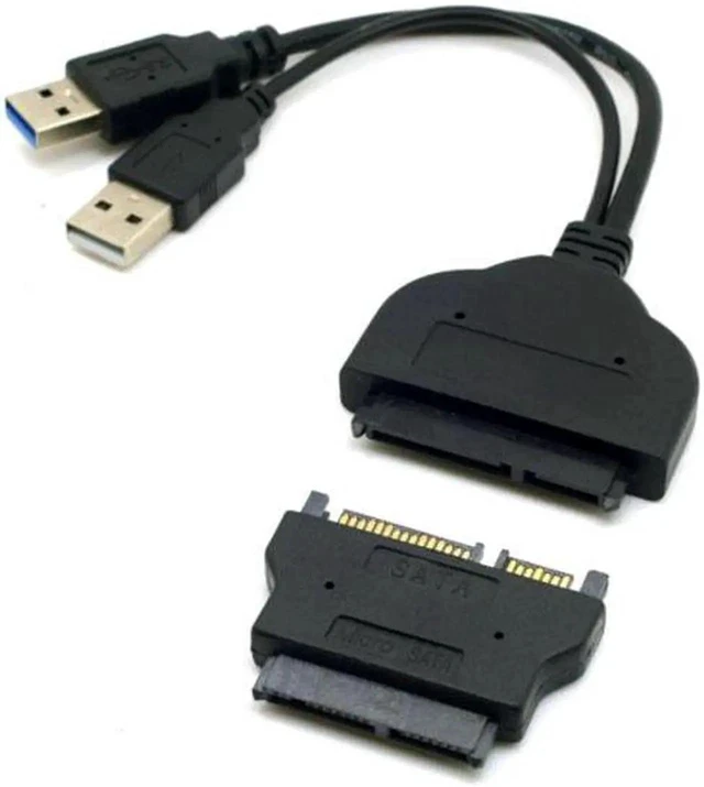 Alt view image 4 of 5 - HKCY U3-067+SA-006 1set USB 3.0 to SATA 22PinSATA to 16Pin Micro SATA Adapter for 1.8" 2.5" Hard Disk Driver With Extral USB Power Cable