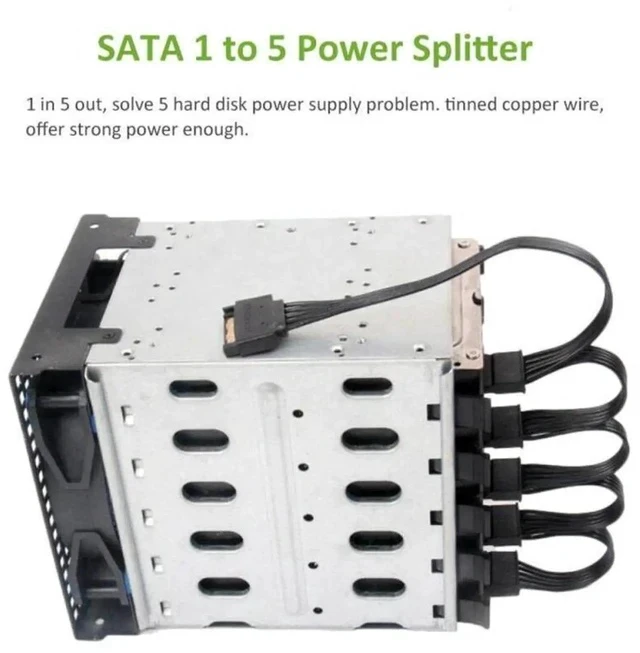 Alt view image 3 of 4 - 15Pin SATA Power Supply Splitter Cable Hard Drive 1 Male to 5 Female Extension Power Cord for DIY PC Sever Power distributor