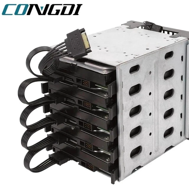Alt view image 4 of 4 - 15Pin SATA Power Supply Splitter Cable Hard Drive 1 Male to 5 Female Extension Power Cord for DIY PC Sever Power distributor